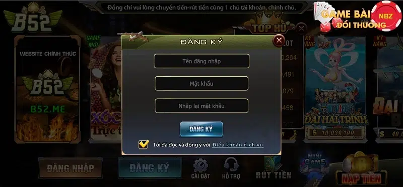 Đăng ký tài khoản game bài đổi thưởng