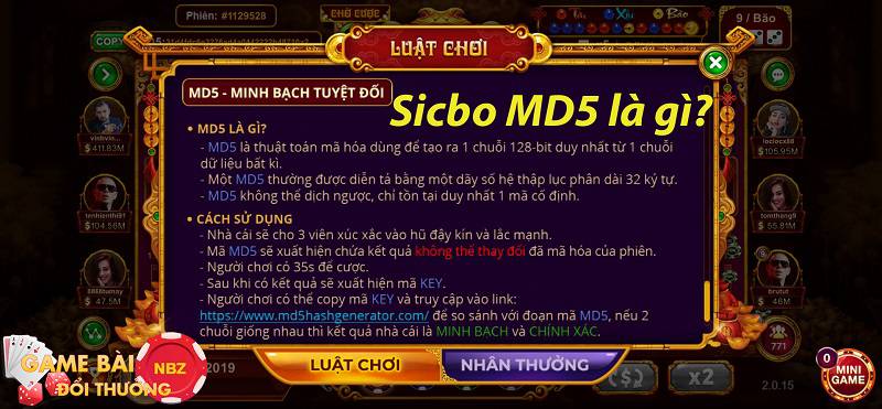 Sicbo tài xỉu MD5