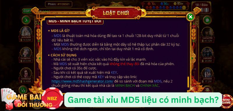 Tài xỉu thuật toán MD5