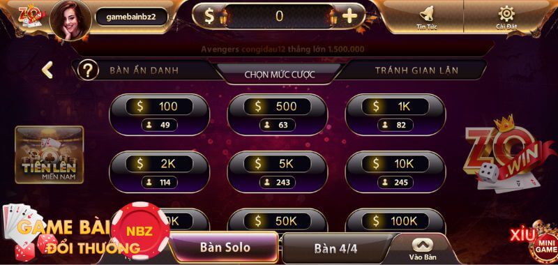 Game đánh bài đổi thẻ Zowin