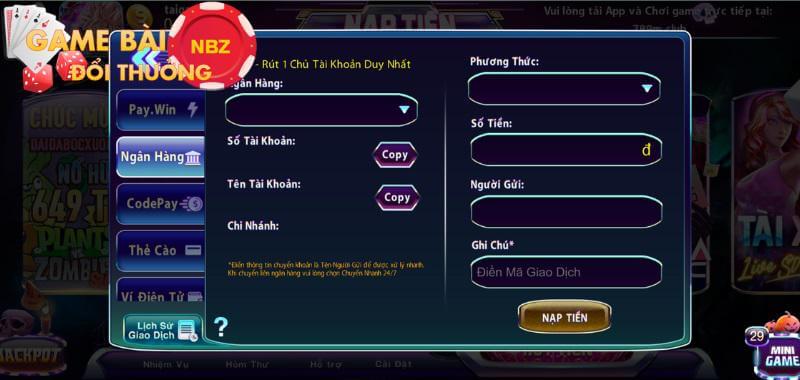 Nạp rút tiền Game 789 Club