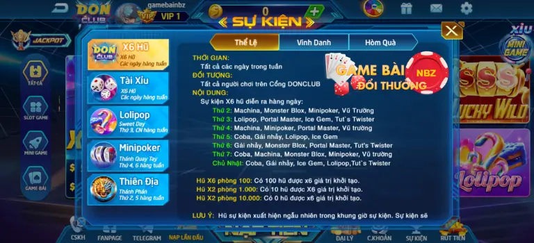 Event sự kiện trong các game Don1.Club