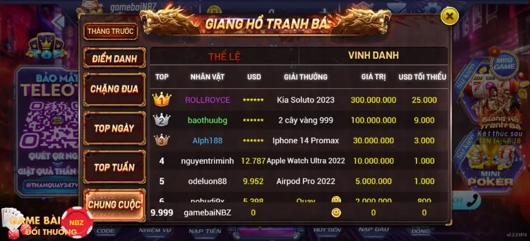 Event sự kiện "Giang hồ tranh bá" Thần quay 247