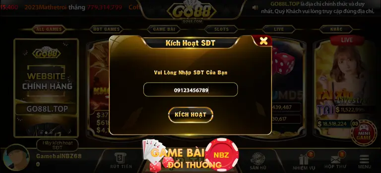 Liên kết xác minh số điện thoại Go88