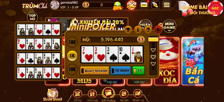 Quay hũ Mini Poker