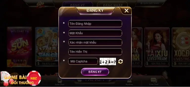 Đăng ký tài khoản game Sunwin