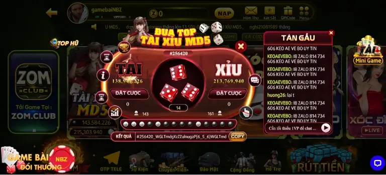 Tài xỉu MD5 tại Zom Club