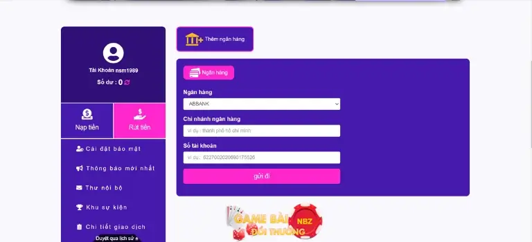 Thêm thẻ ngân hàng Banca28.Com